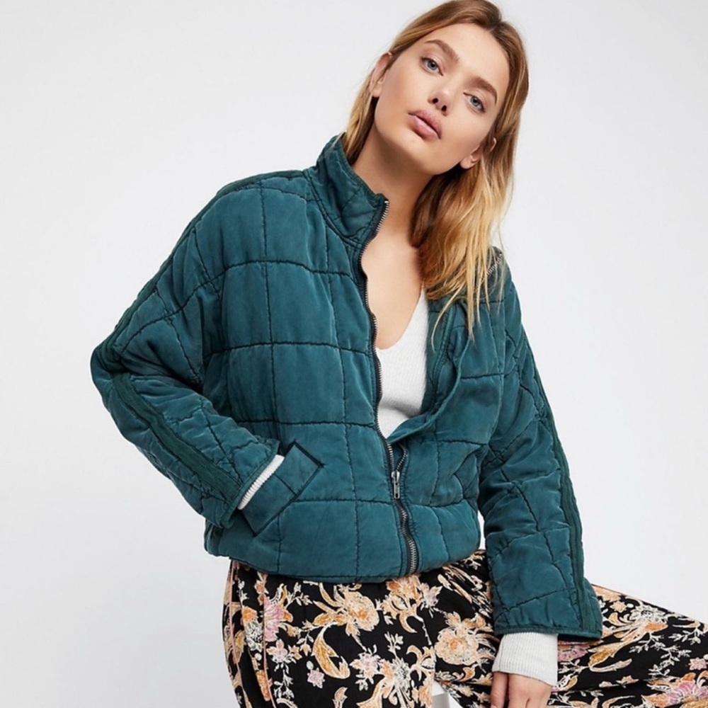 Free people dolman quilted jacket evergreen (teal) women’s size S